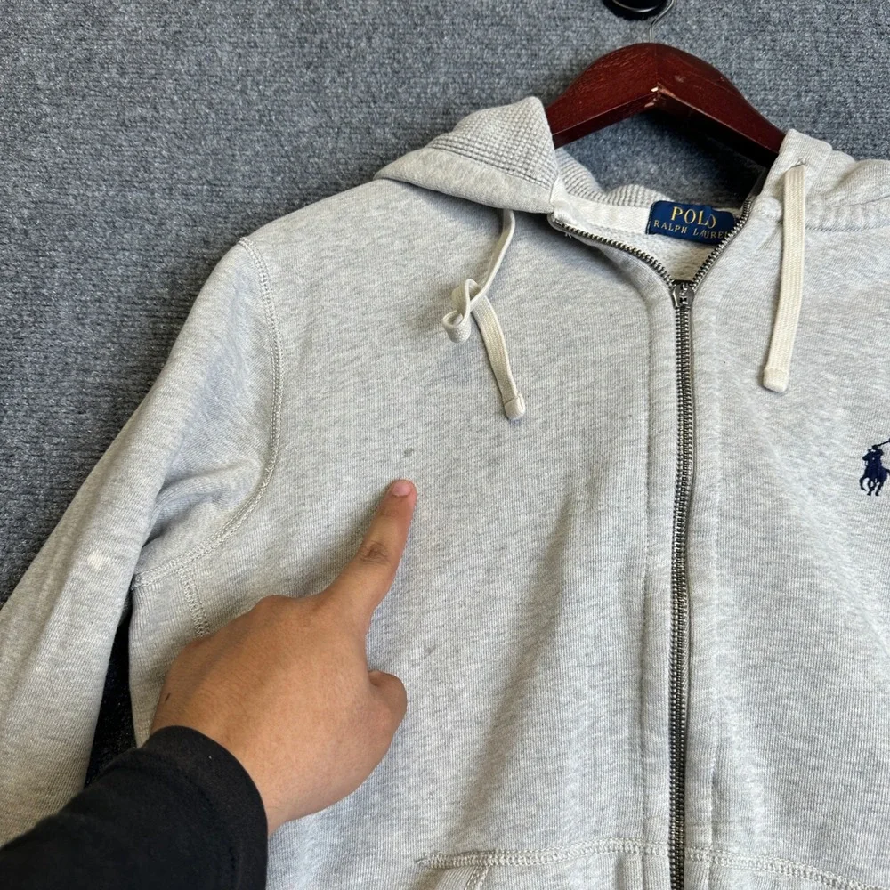 Polo Ralph Lauren Full Zip Hoodie Mens Large Gray Fleece Casual Minimal Everyday